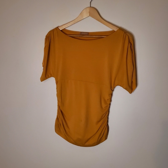 Golden Glam Yellow Side Ruched Feminine Top - Picture 9 of 11